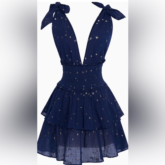 Navy Blue Dress with Gold Star Accents Navy Blue Dress with Gold Star Accents